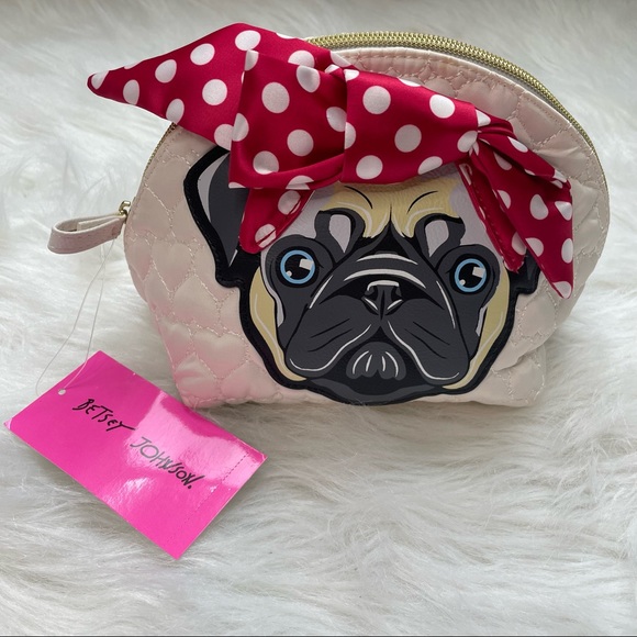 Betsey Johnson Handbags - Betsy Johnson pug makeup bag NWT
